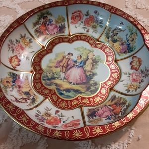 Metal Bowls, Daher Decorated Ware, Made in England, Victorian Couples, Floral De